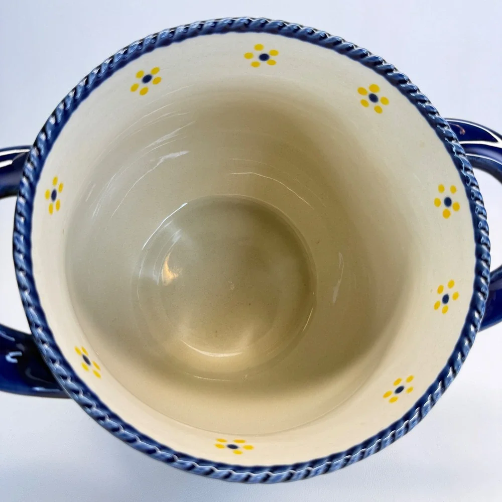Temp-tations Old World Utensil Crock Floral Ceramic Blue PPP-LD-304525